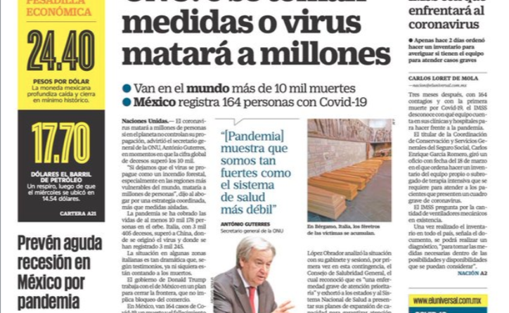 Sin medidas el COVID-19 matara a millones